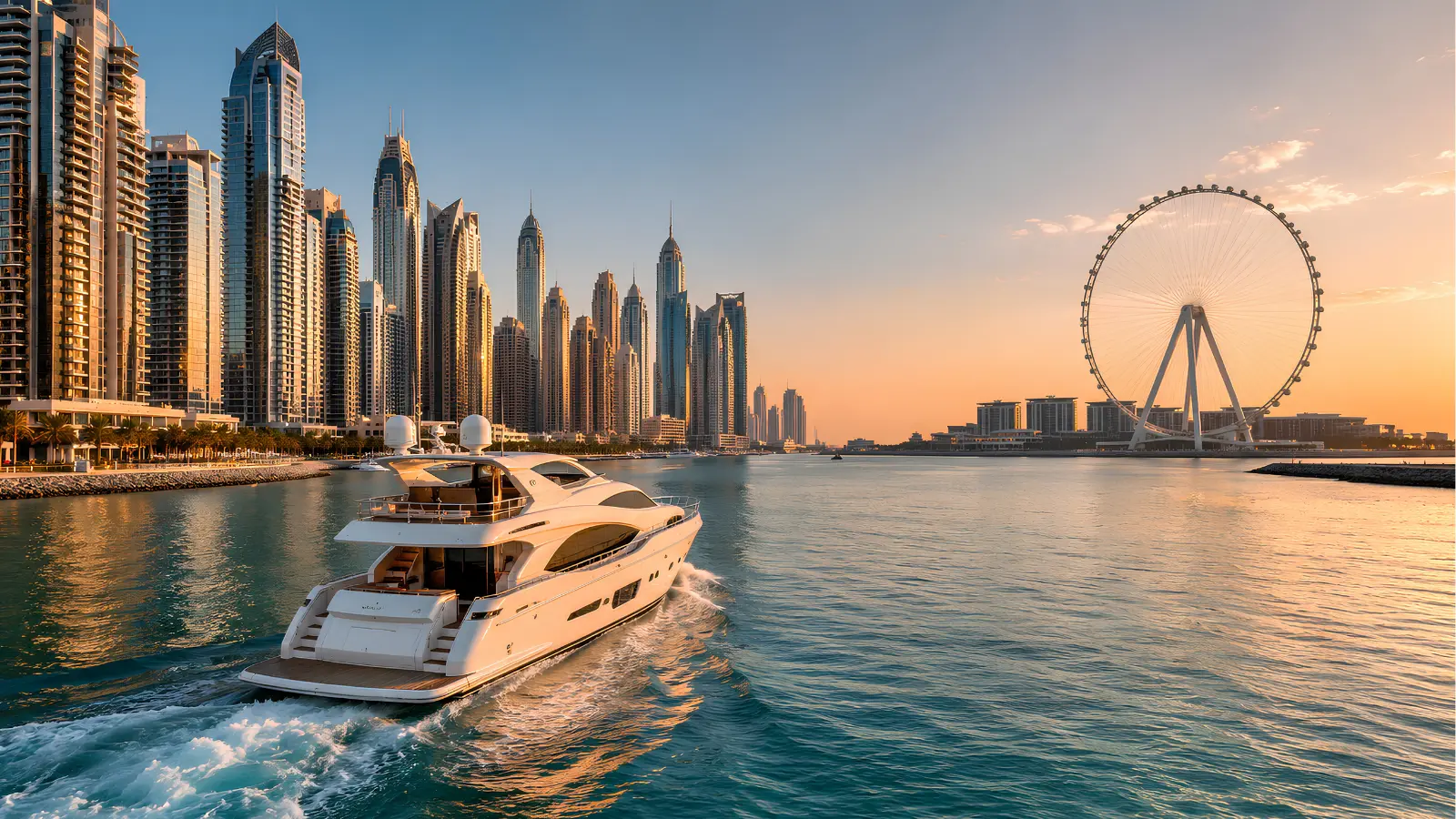Dubai yacht routes and skyline views